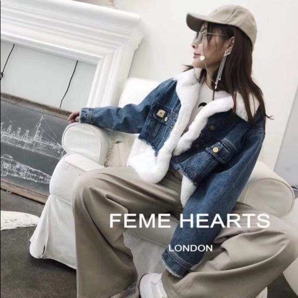 Denim Jacket with Fur